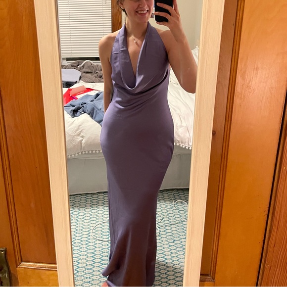 Norma Kamali Bias-Cut Satin Halter Gown - Picture 4 of 6